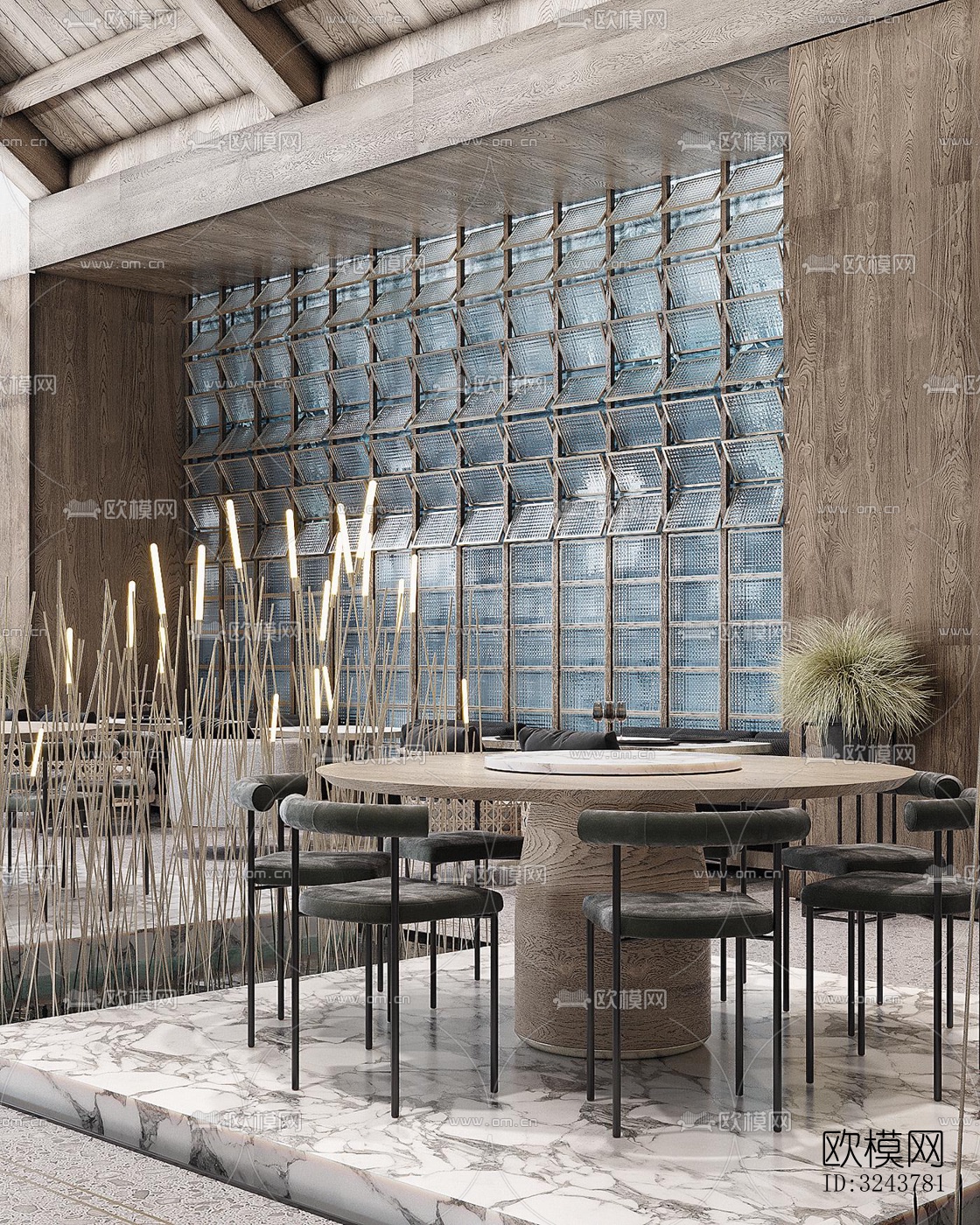 现代西餐厅效果图下载（渲染图12）