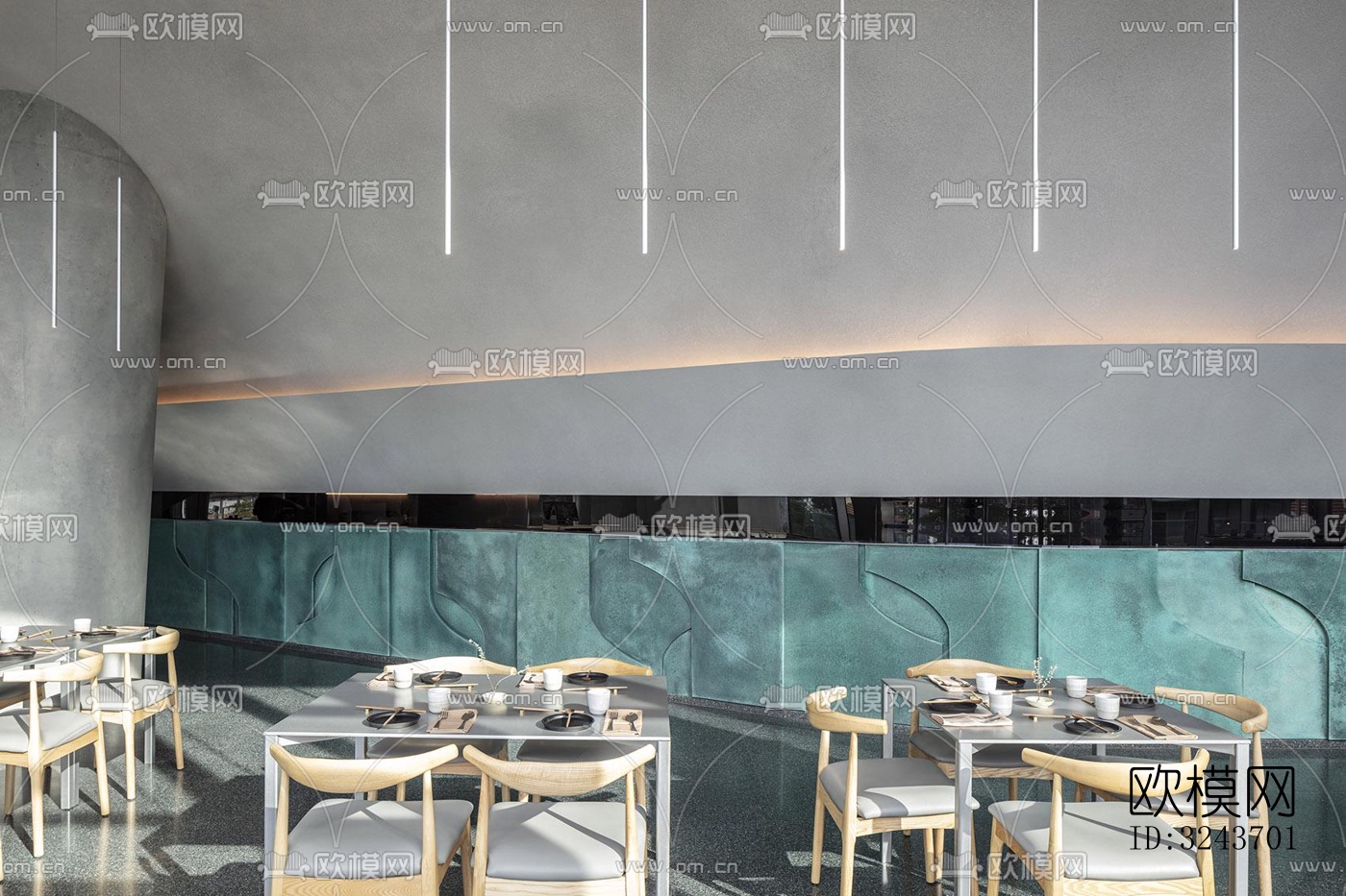 现代西餐厅效果图下载（渲染图16）