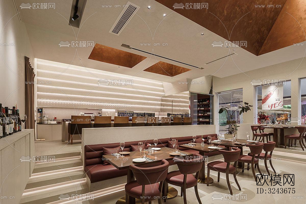 现代西餐厅效果图下载（渲染图7）