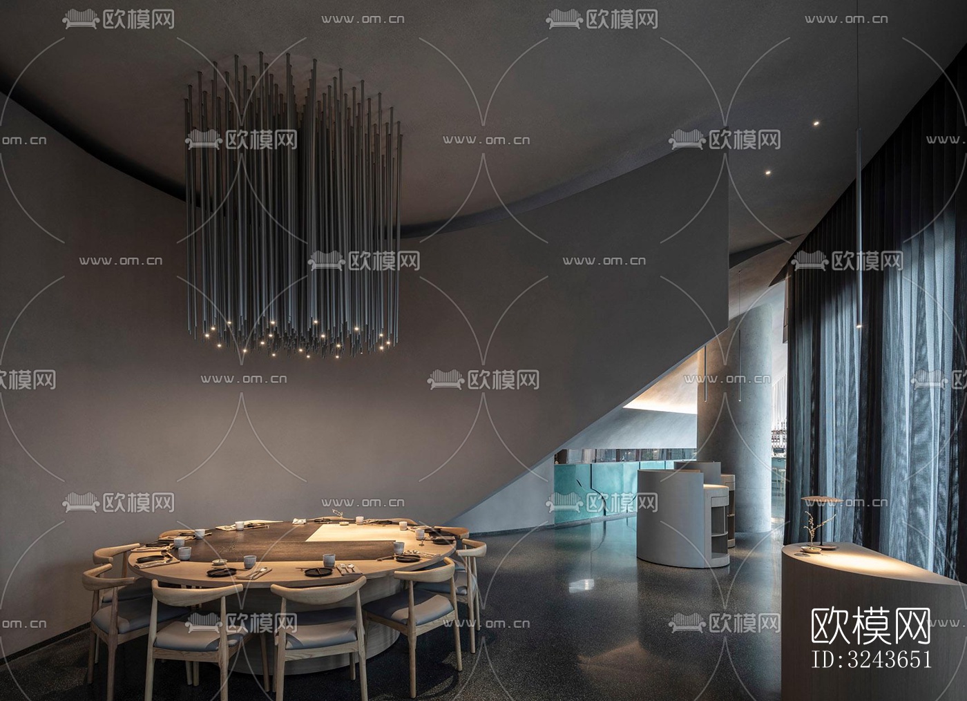 现代西餐厅效果图下载（渲染图2）
