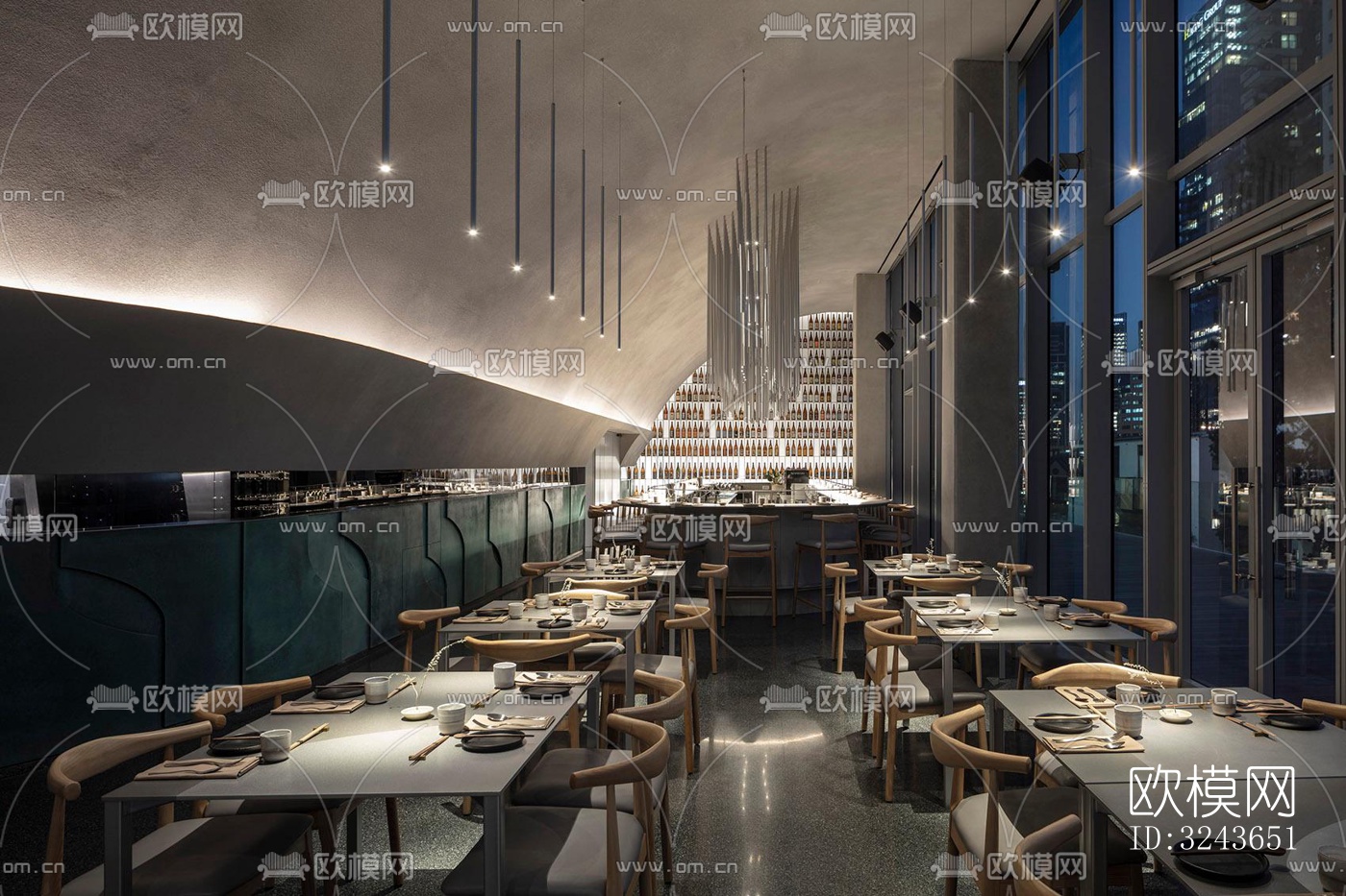 现代西餐厅效果图下载（渲染图3）