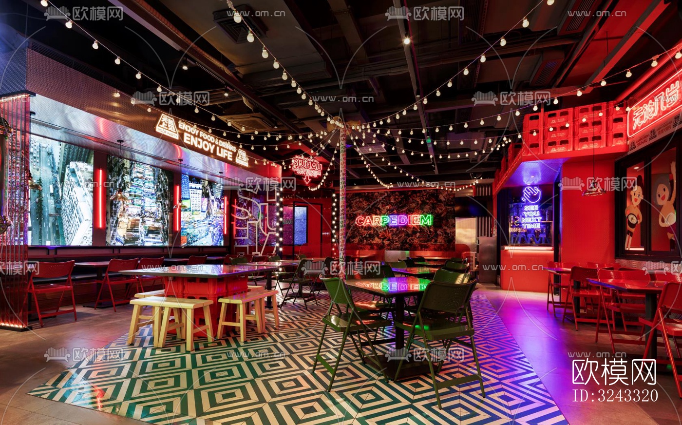 工业风火锅烤肉效果图下载（渲染图3）