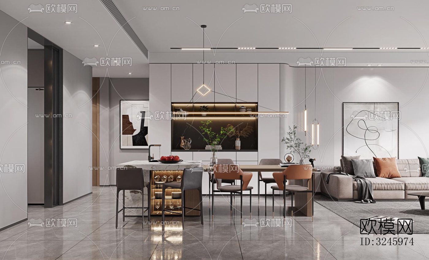 现代客餐厅效果图下载（渲染图13）