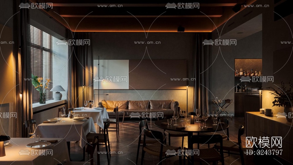 美式西餐廳效果圖下載(渲染圖1)