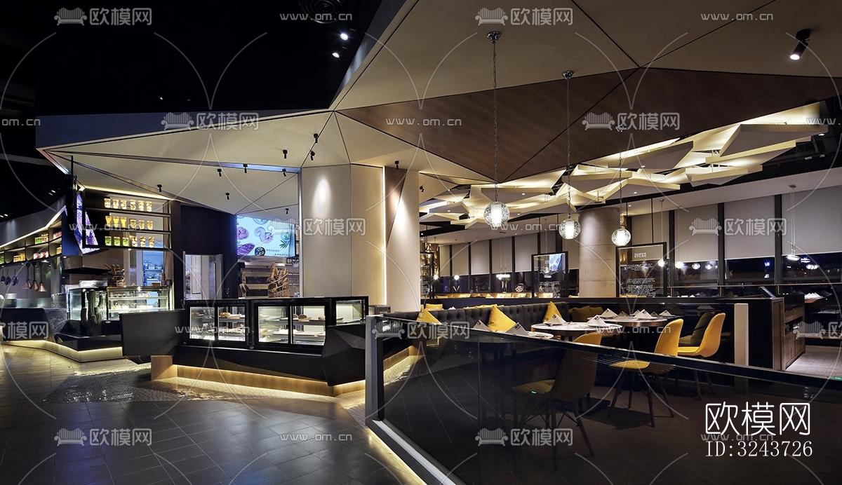 现代西餐厅效果图下载（渲染图11）