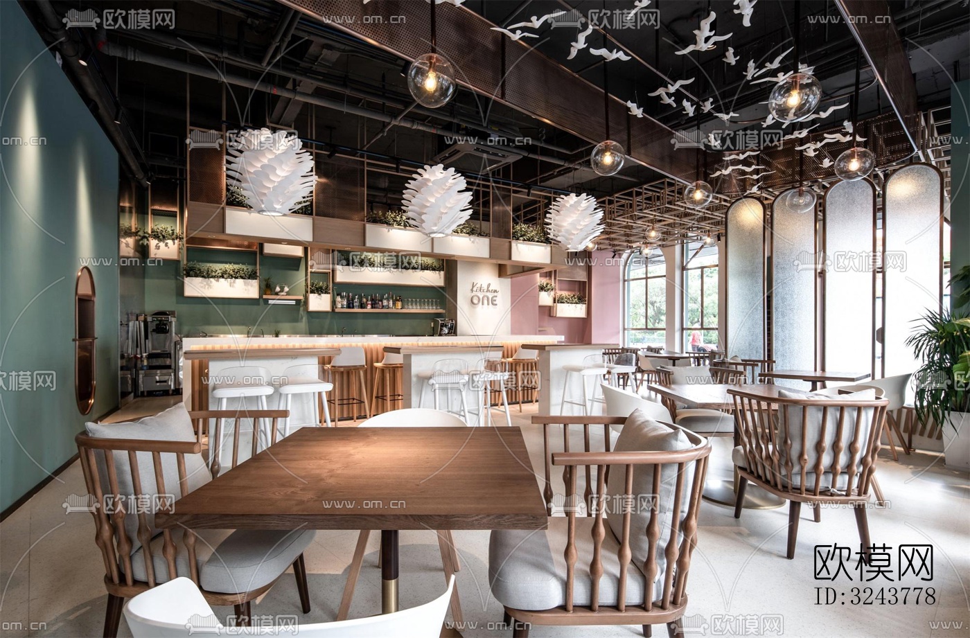 现代西餐厅效果图下载（渲染图19）