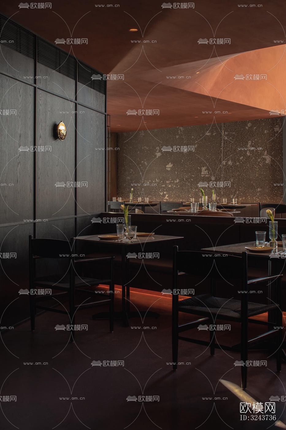 现代西餐厅效果图下载（渲染图1）