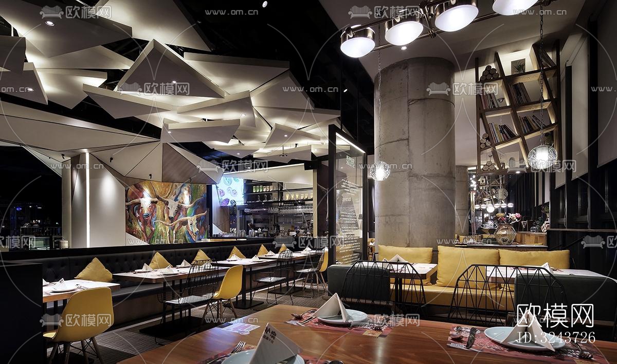 现代西餐厅效果图下载（渲染图13）