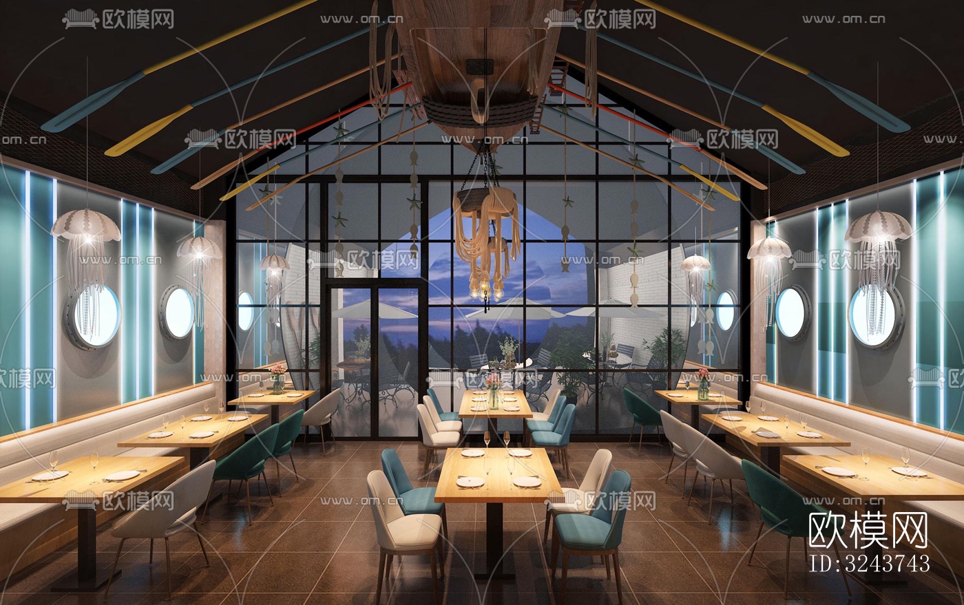 现代西餐厅效果图下载（渲染图5）