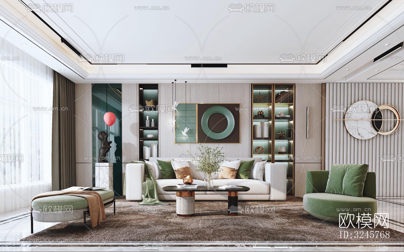现代客厅效果图下载（渲染图1）