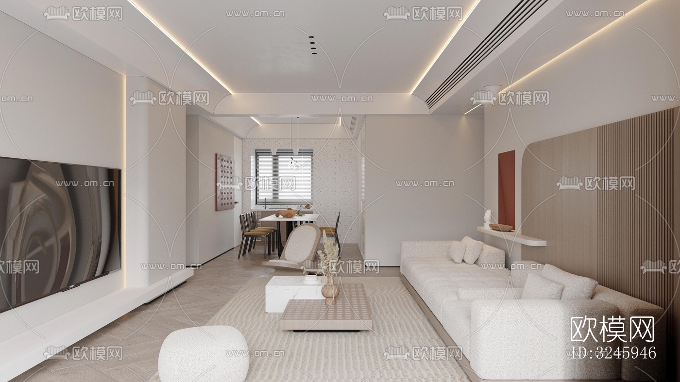 现代客餐厅效果图下载（渲染图8）