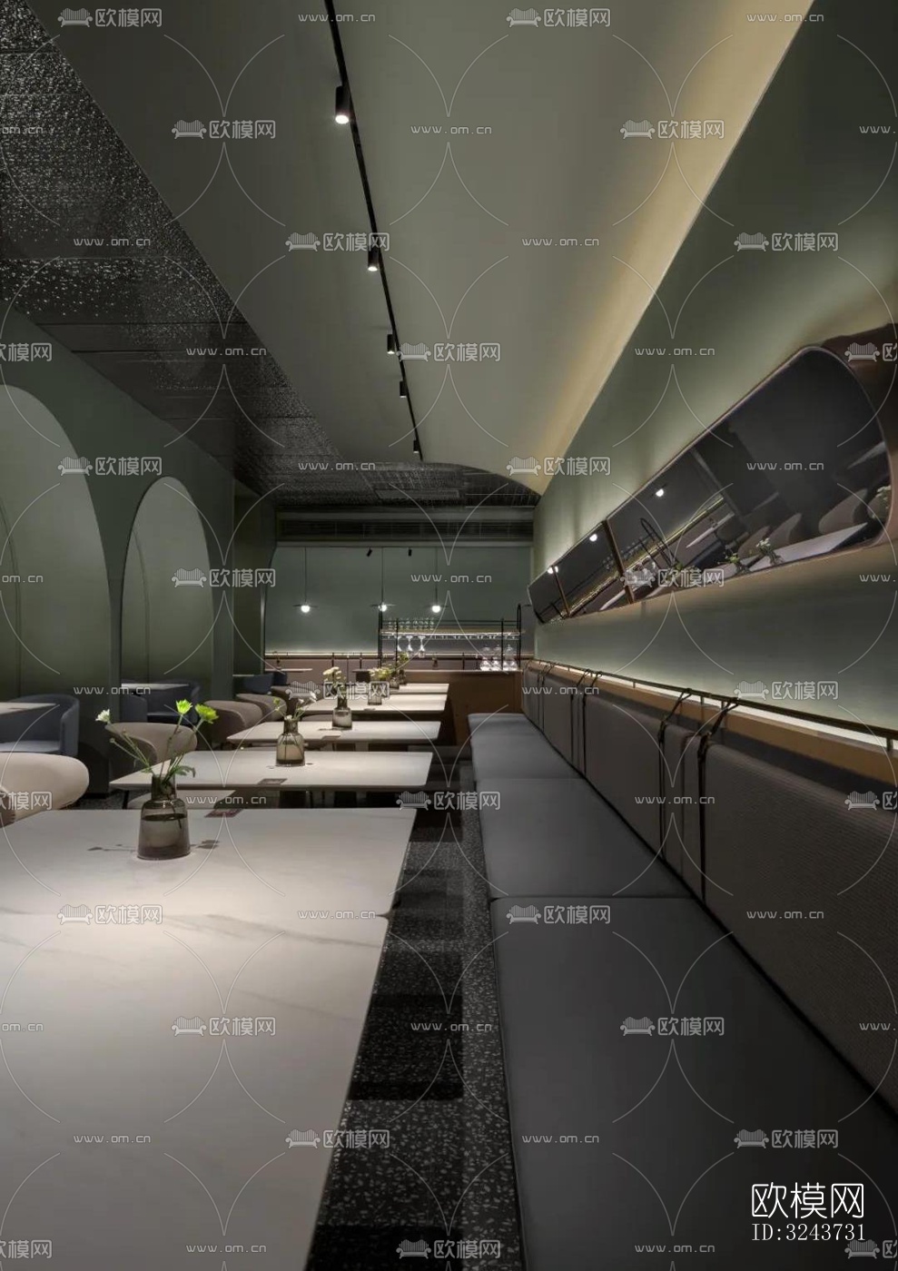 现代西餐厅效果图下载（渲染图12）