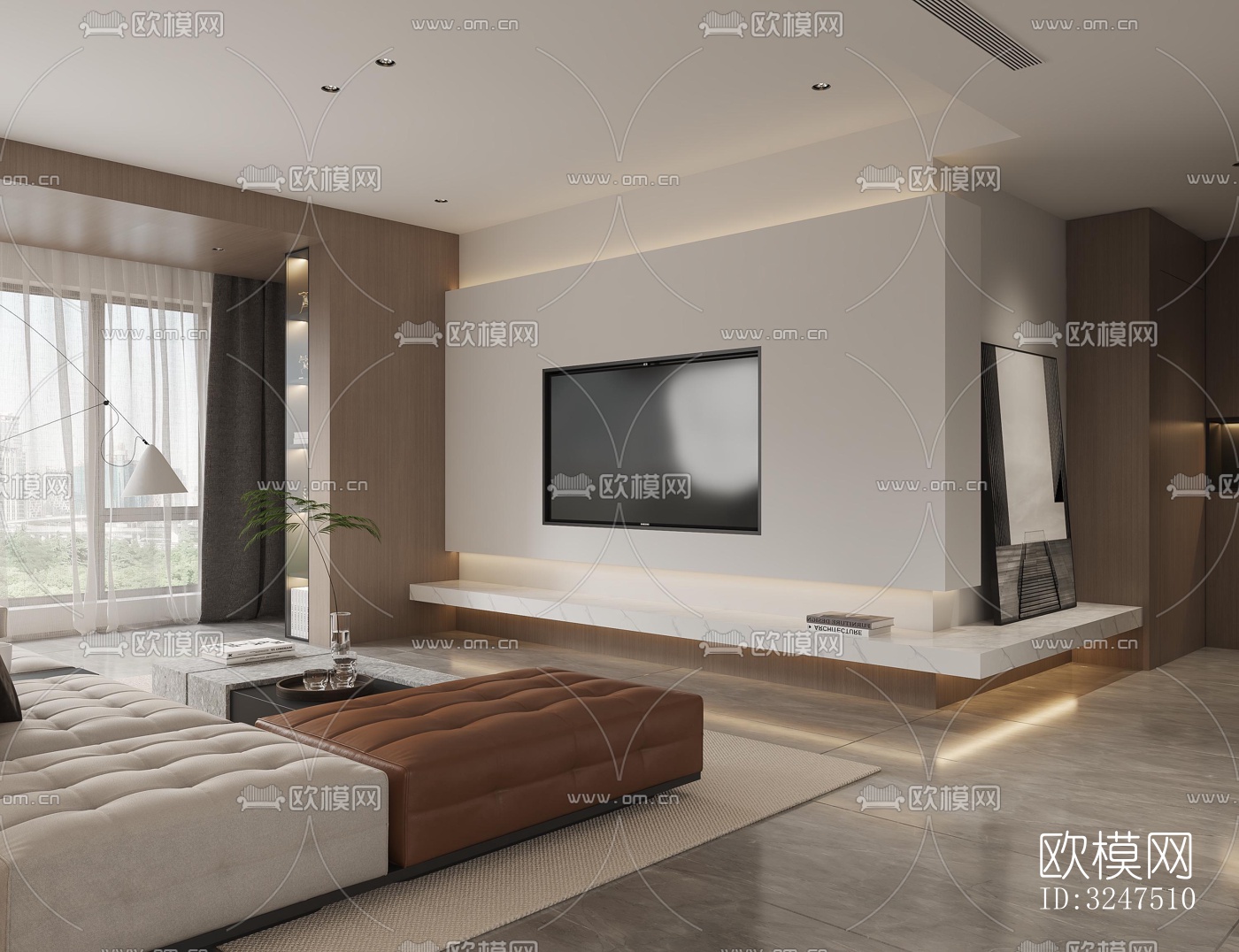 现代客餐厅效果图下载（渲染图4）