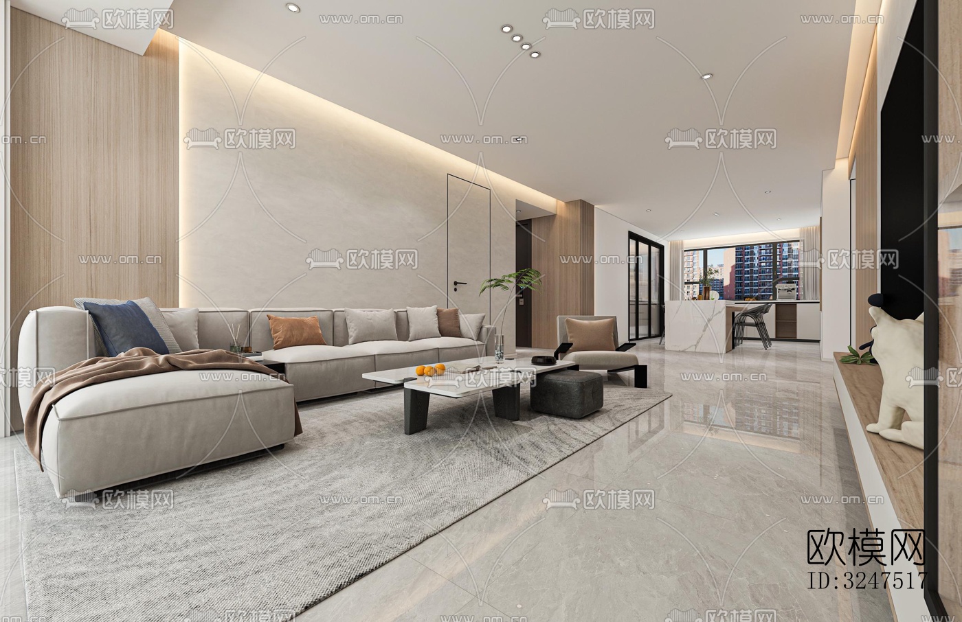 现代客餐厅效果图下载（渲染图5）