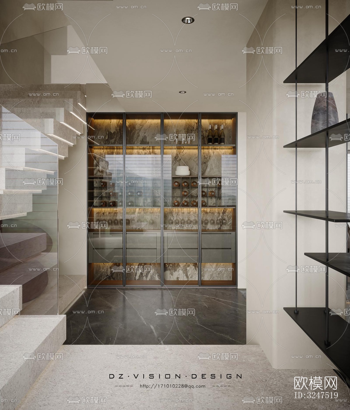 现代客餐厅效果图下载（渲染图1）