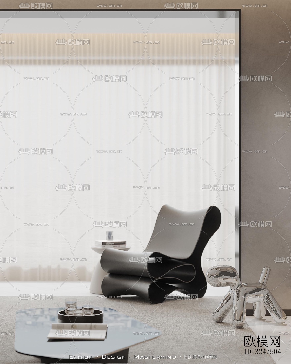 现代客餐厅效果图下载（渲染图2）