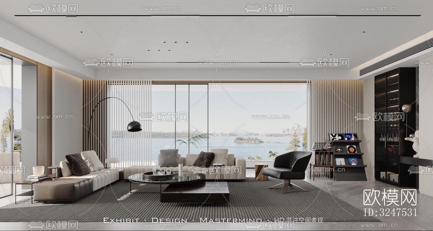 现代客餐厅效果图下载（渲染图3）