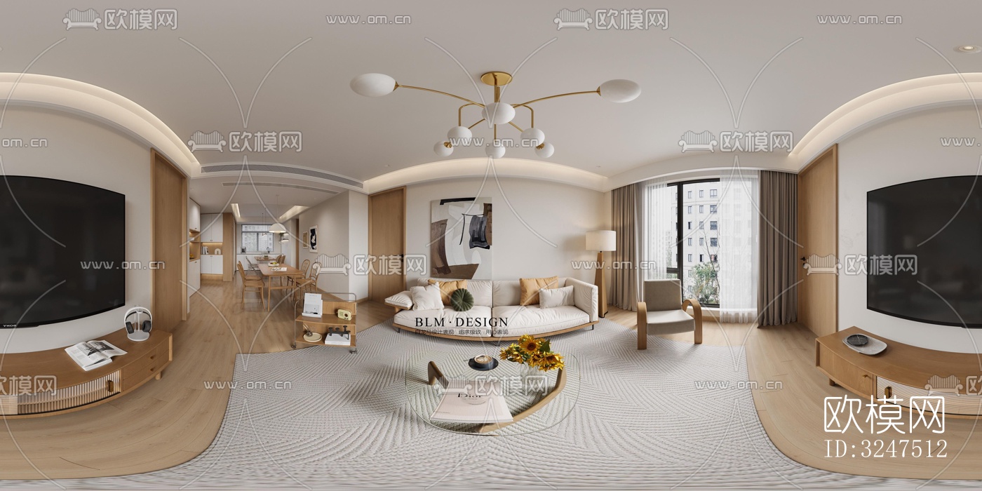 现代客餐厅效果图下载（渲染图6）