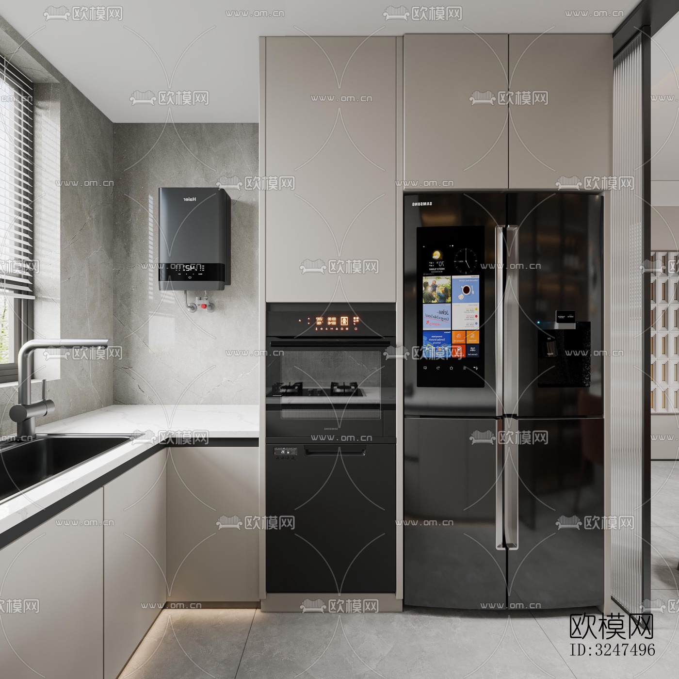 现代客餐厅效果图下载（渲染图6）