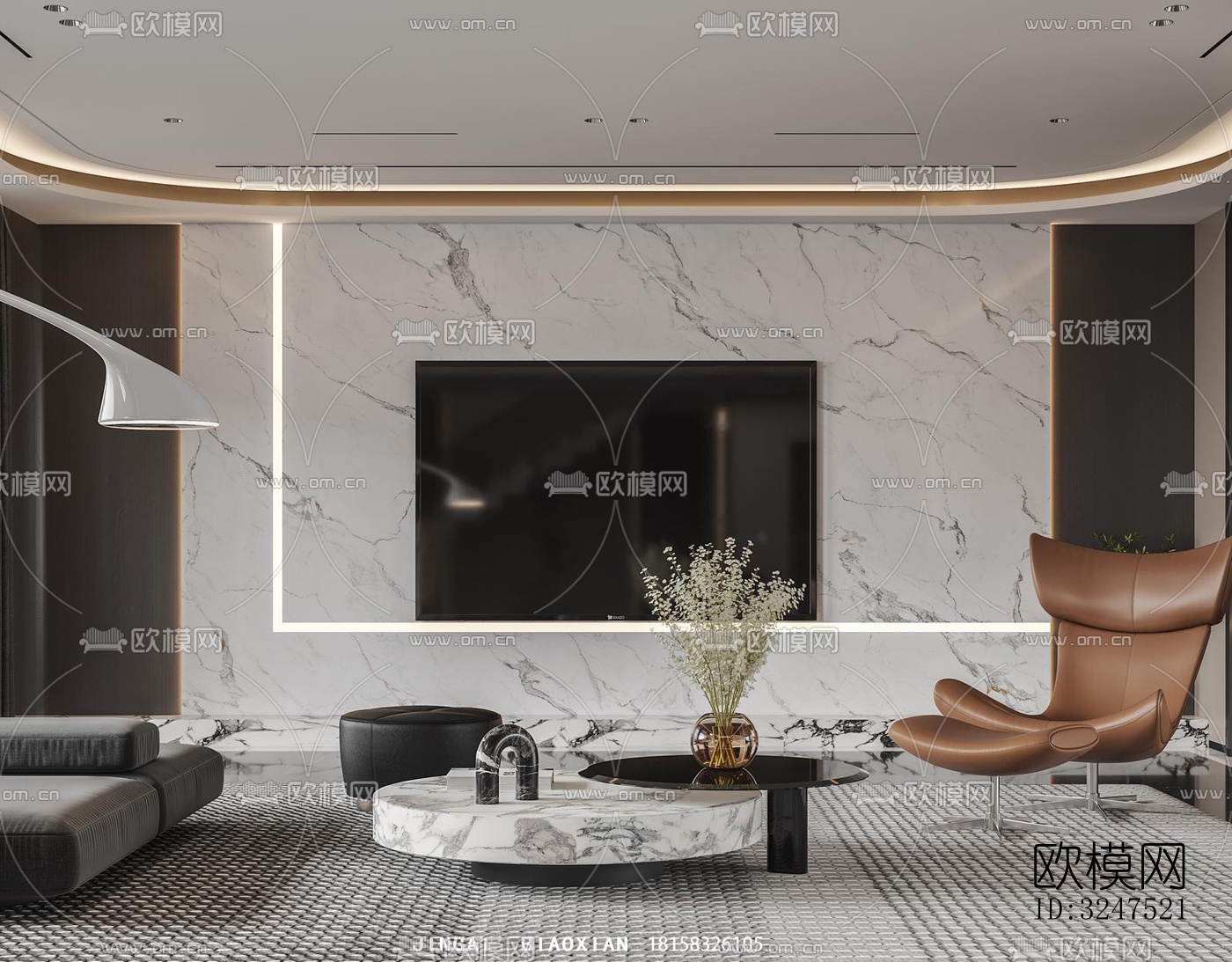 现代客餐厅效果图下载（渲染图5）