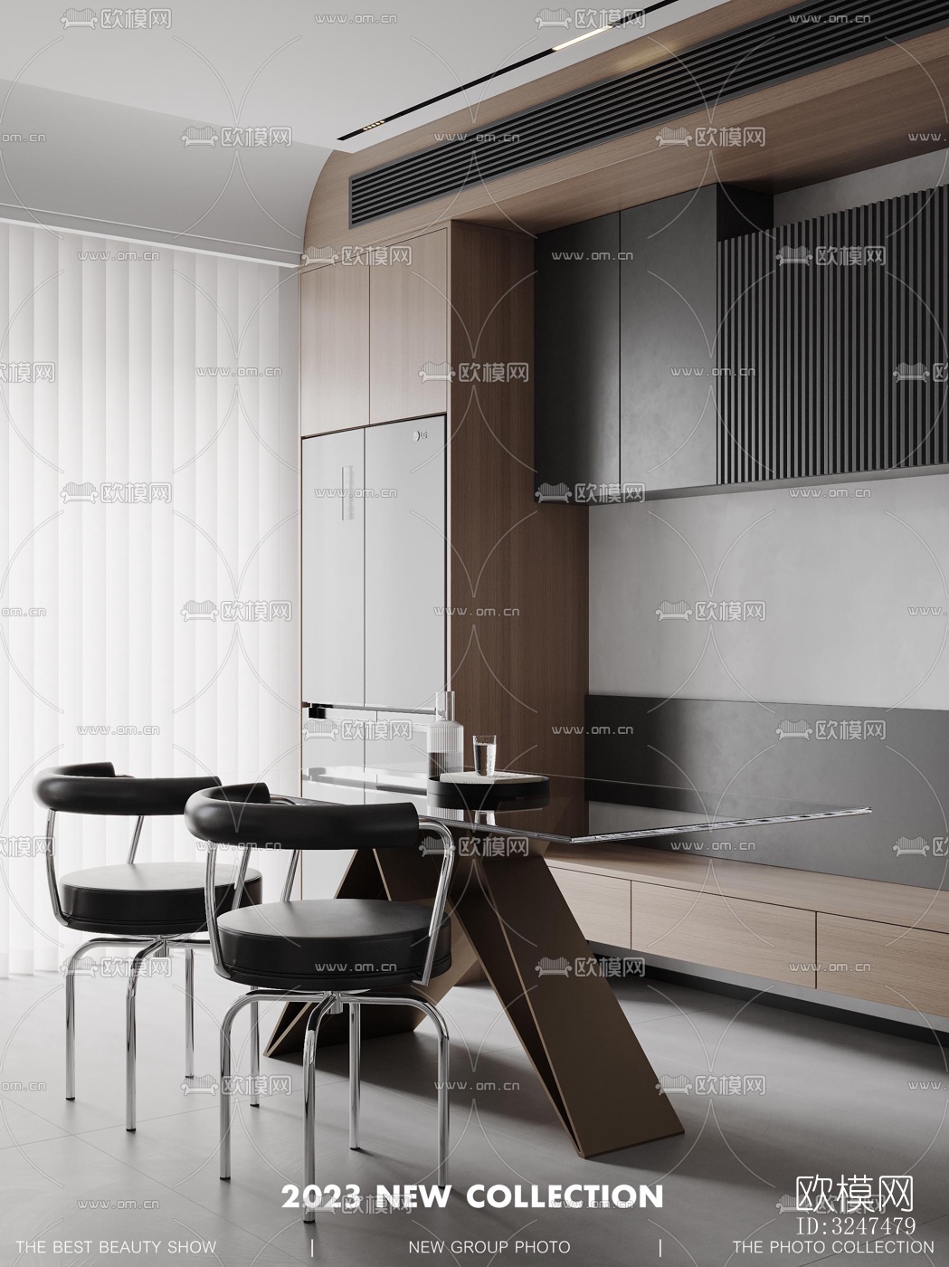 现代客餐厅效果图下载（渲染图1）