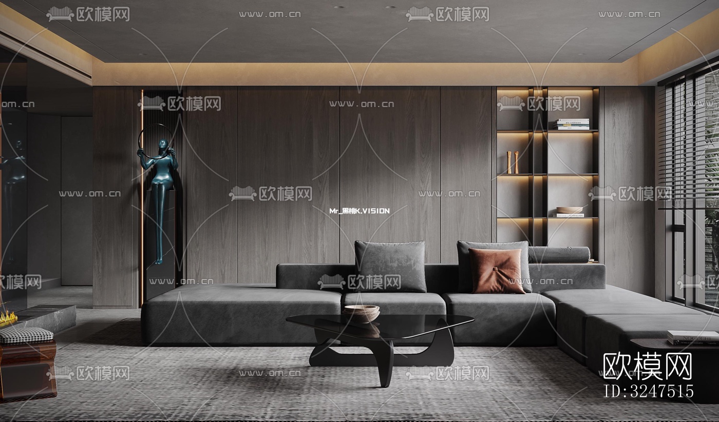 现代客餐厅效果图下载（渲染图4）