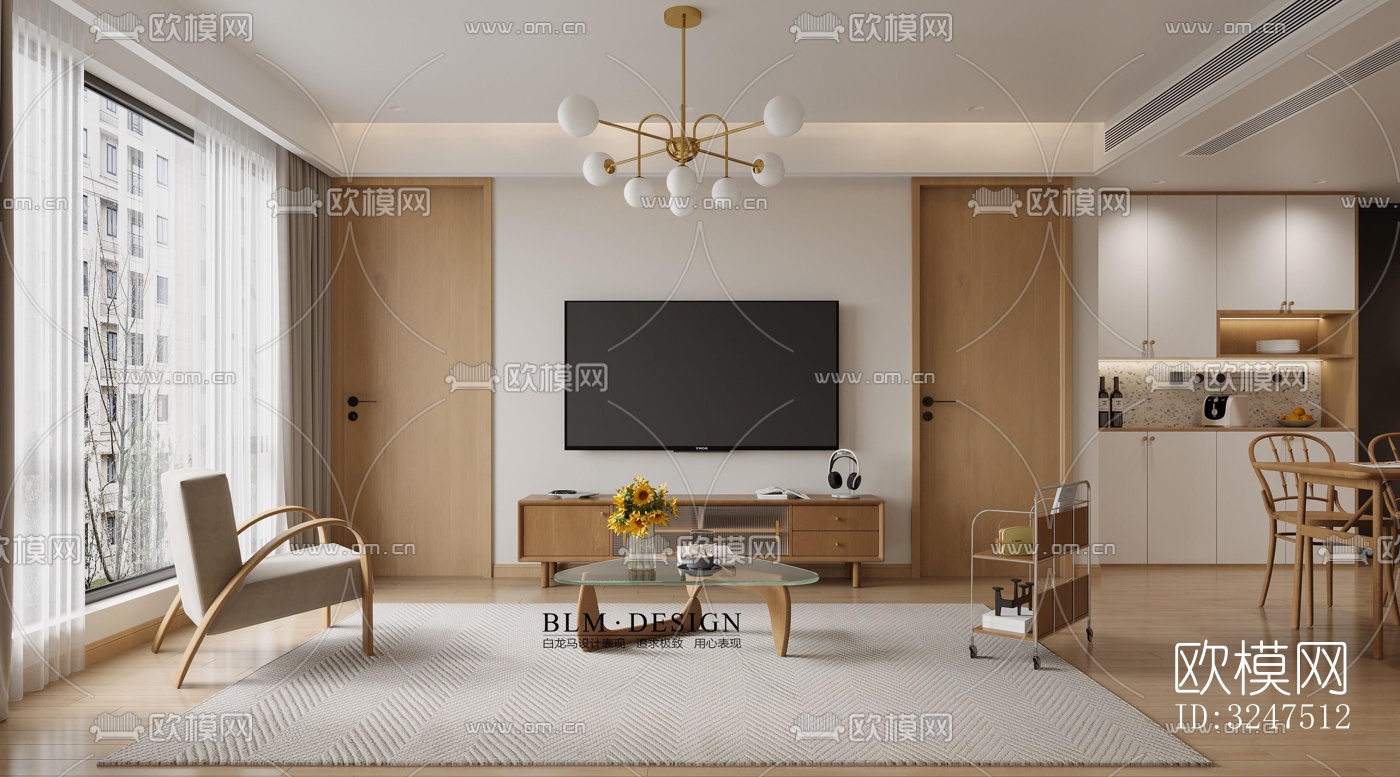 现代客餐厅效果图下载（渲染图5）