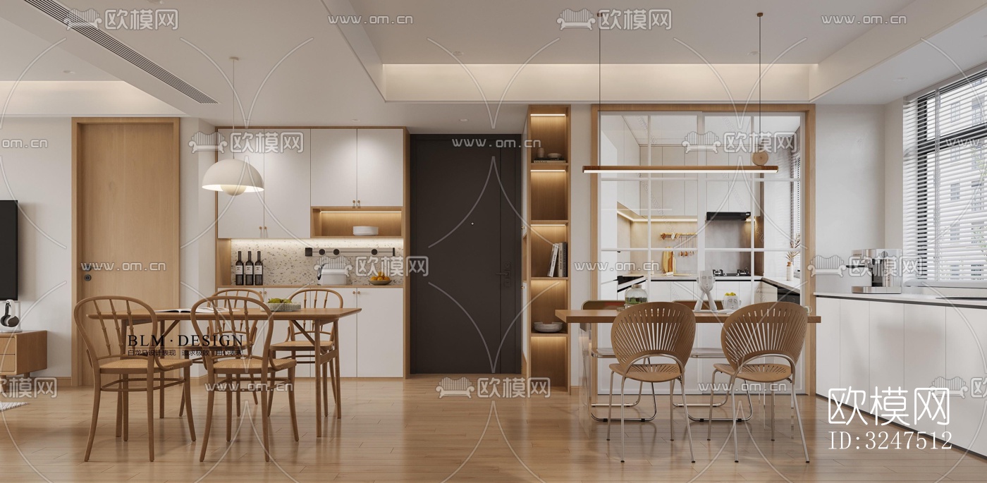 现代客餐厅效果图下载（渲染图3）