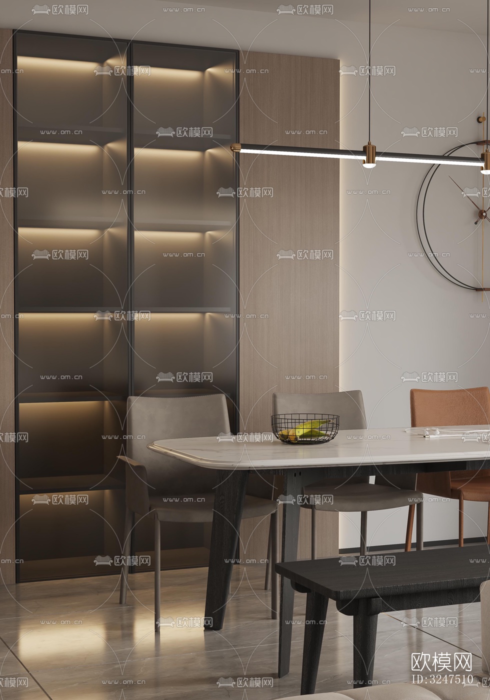 现代客餐厅效果图下载（渲染图3）