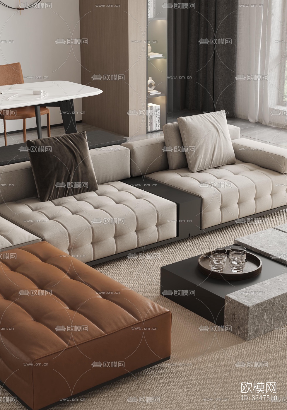 现代客餐厅效果图下载（渲染图2）