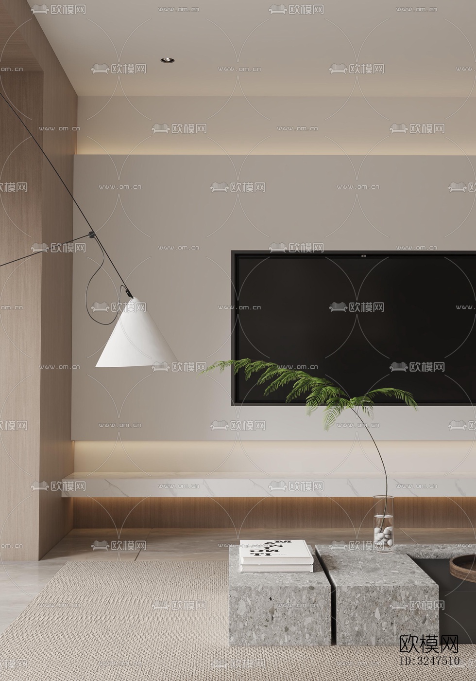 现代客餐厅效果图下载（渲染图1）