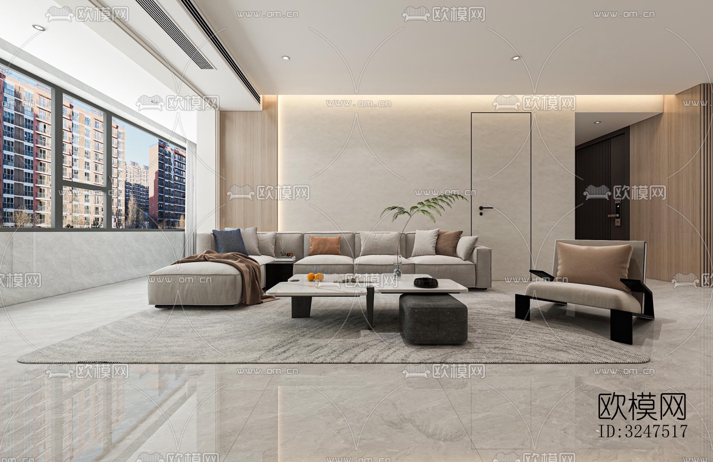 现代客餐厅效果图下载（渲染图3）