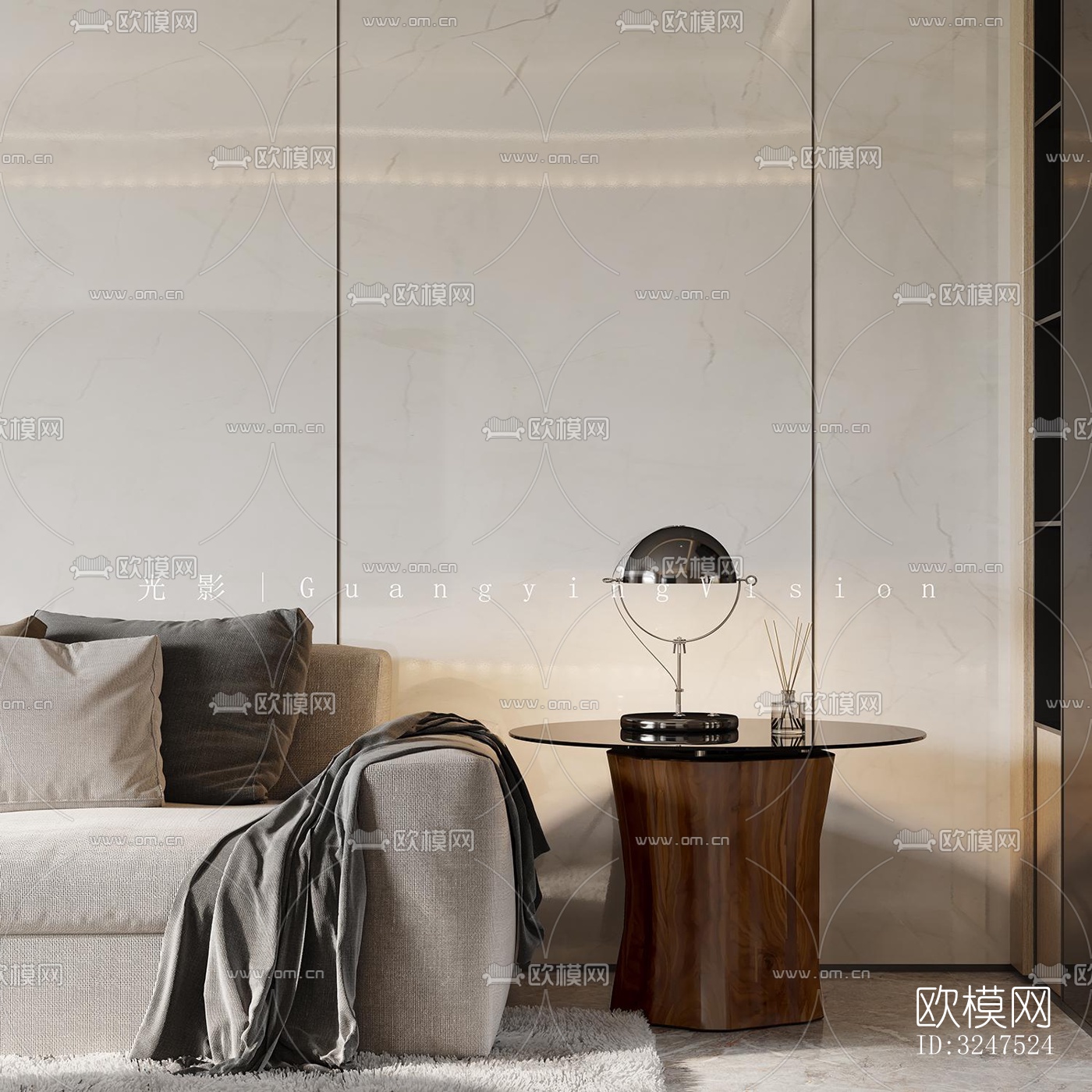 现代客餐厅效果图下载（渲染图1）