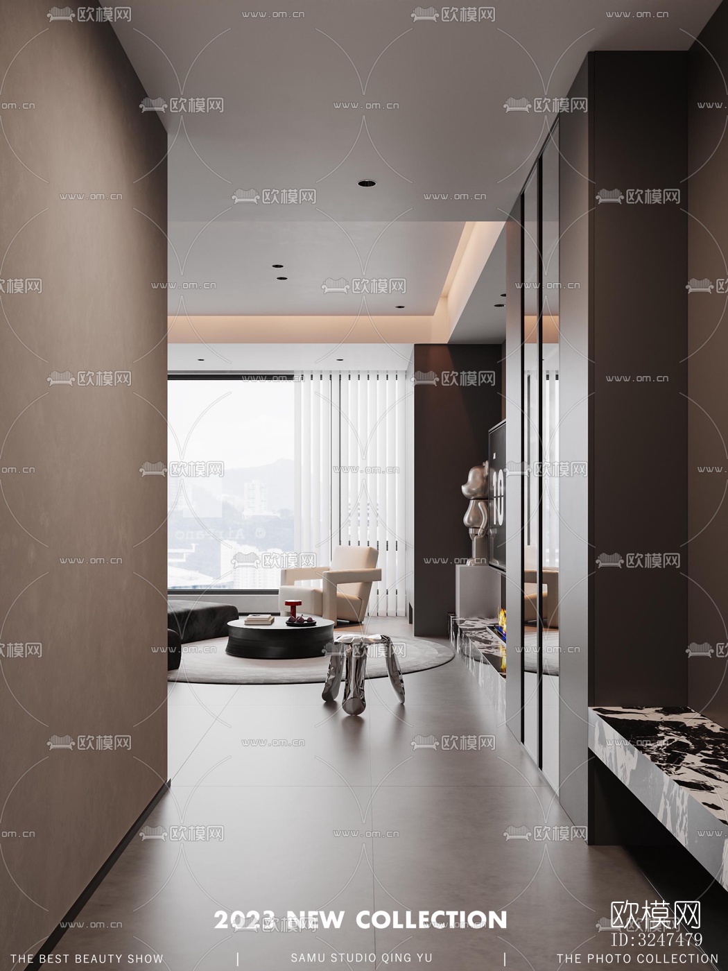 现代客餐厅效果图下载（渲染图3）