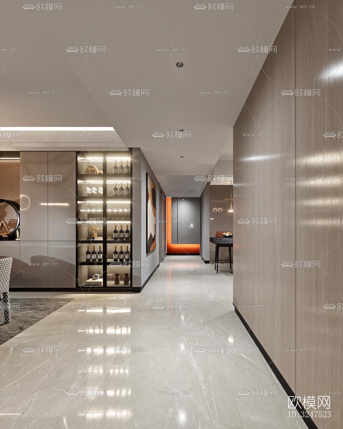 现代客餐厅效果图下载（渲染图5）