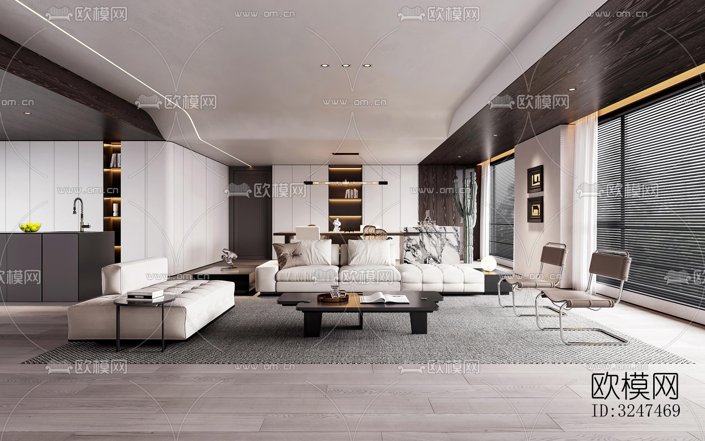 现代客餐厅效果图下载（渲染图5）