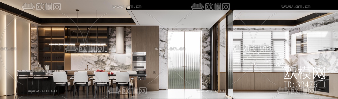 现代客餐厅效果图下载（渲染图5）