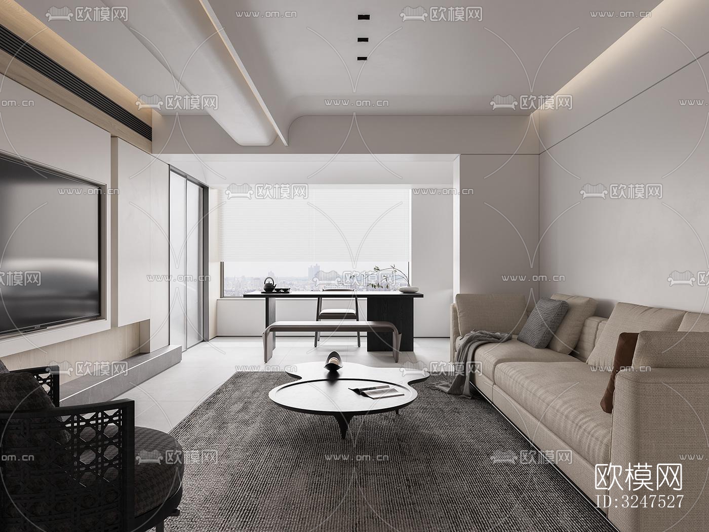 现代客餐厅效果图下载（渲染图4）