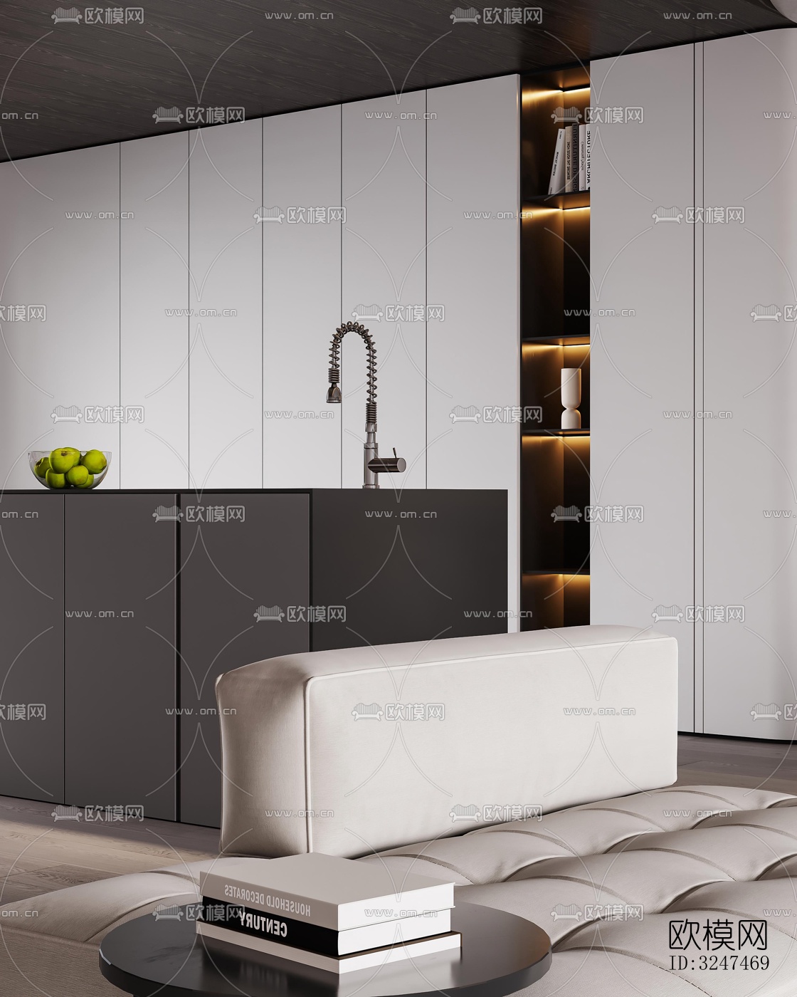 现代客餐厅效果图下载（渲染图6）