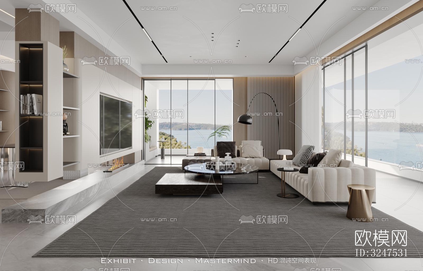 现代客餐厅效果图下载（渲染图5）