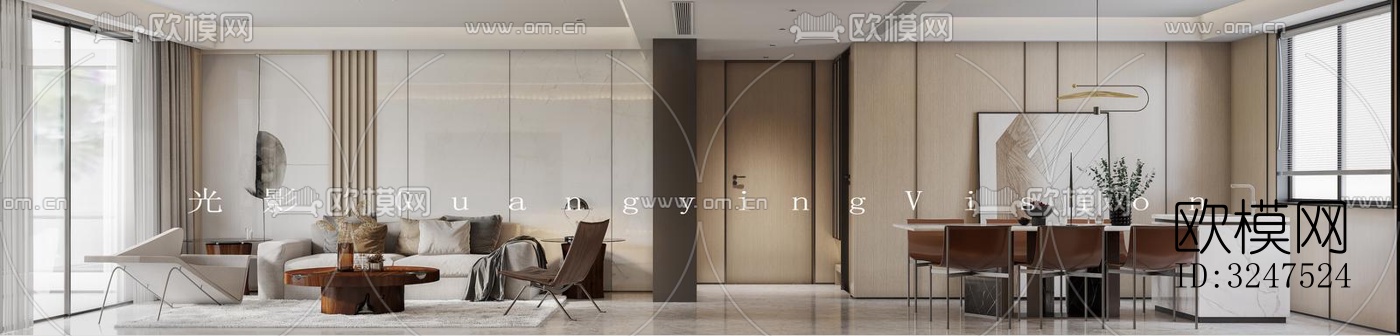 现代客餐厅效果图下载（渲染图4）