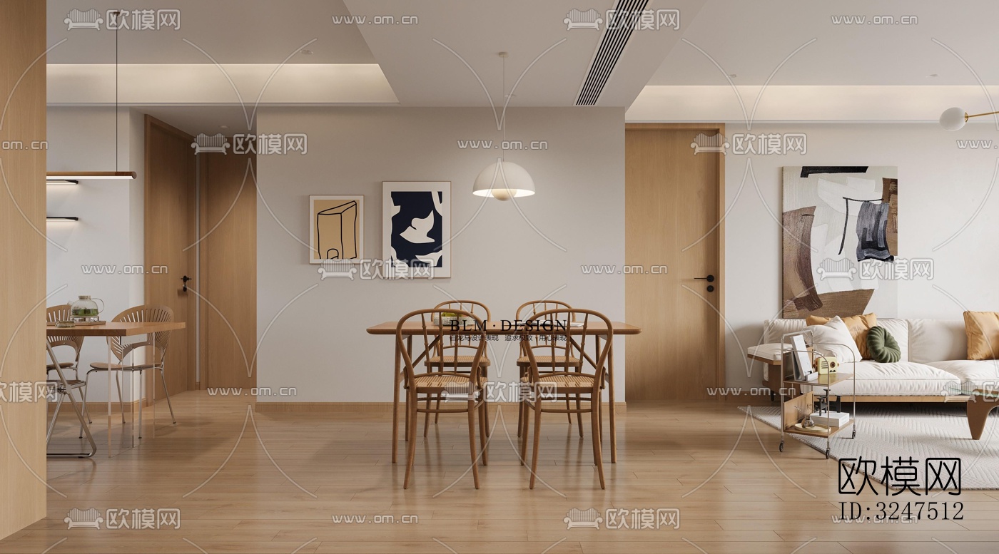 现代客餐厅效果图下载（渲染图4）