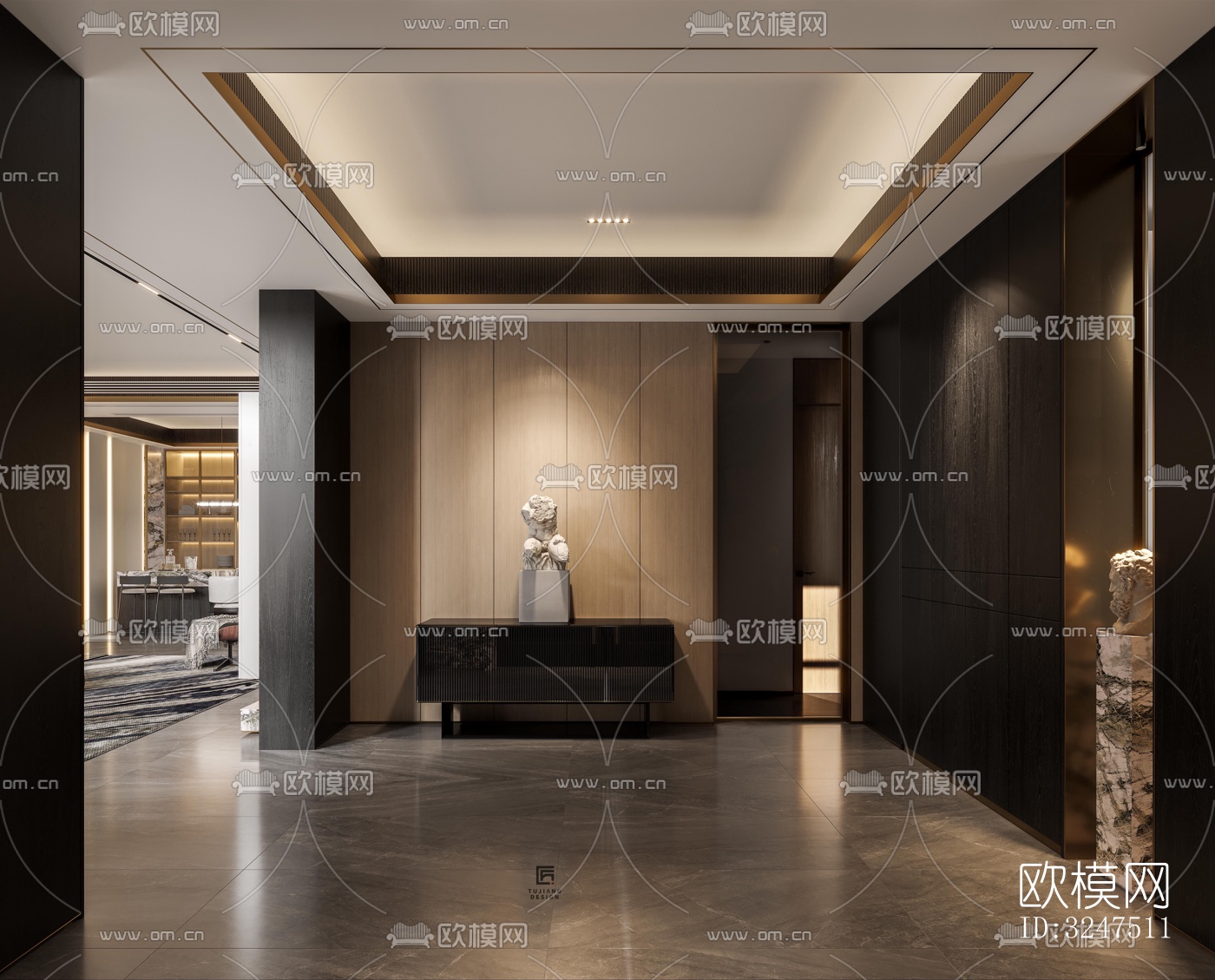 现代客餐厅效果图下载（渲染图6）