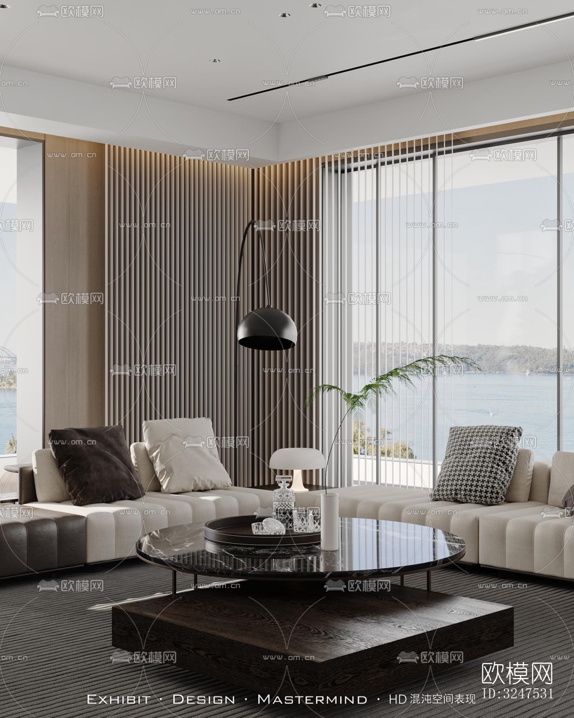 现代客餐厅效果图下载（渲染图1）