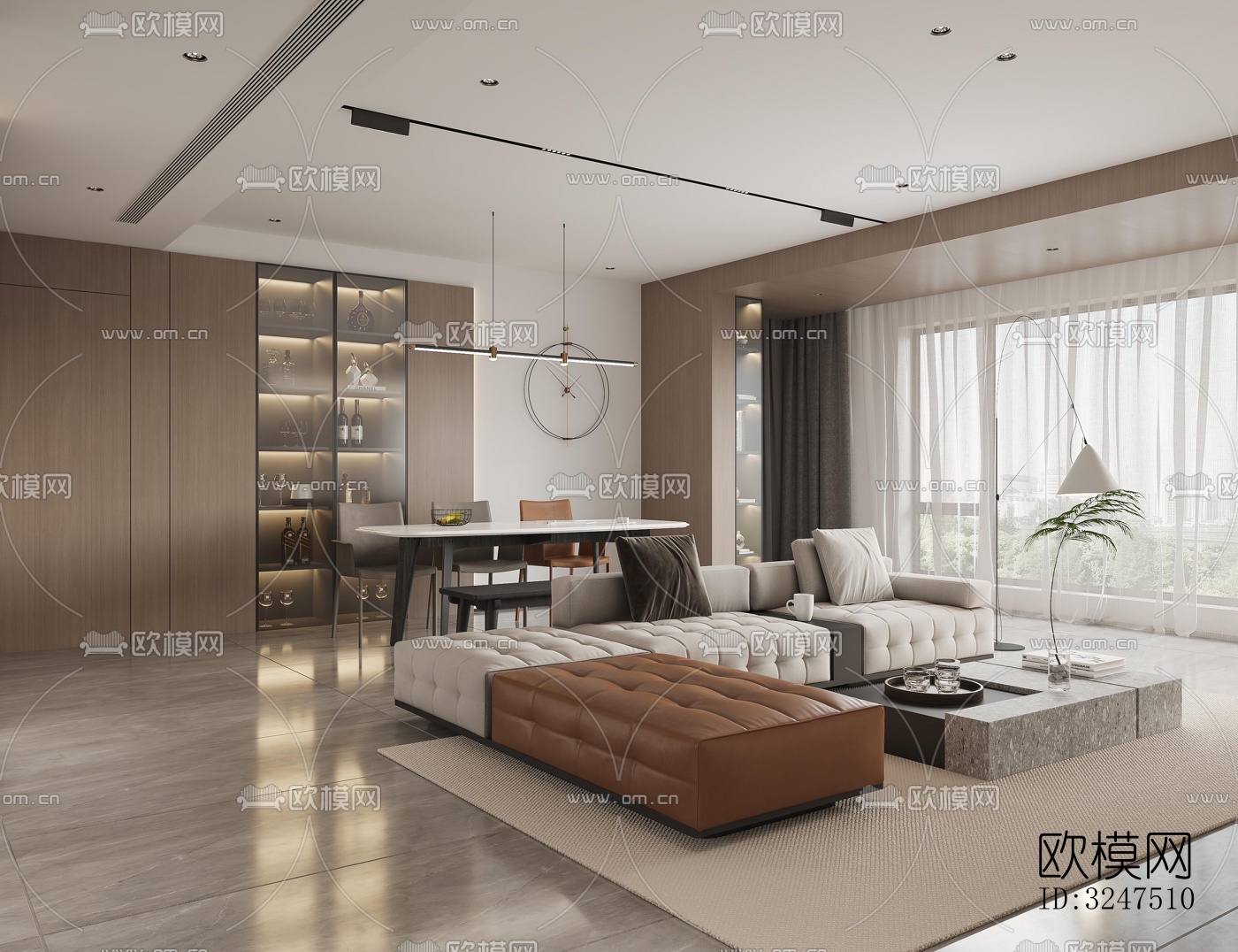 现代客餐厅效果图下载（渲染图5）