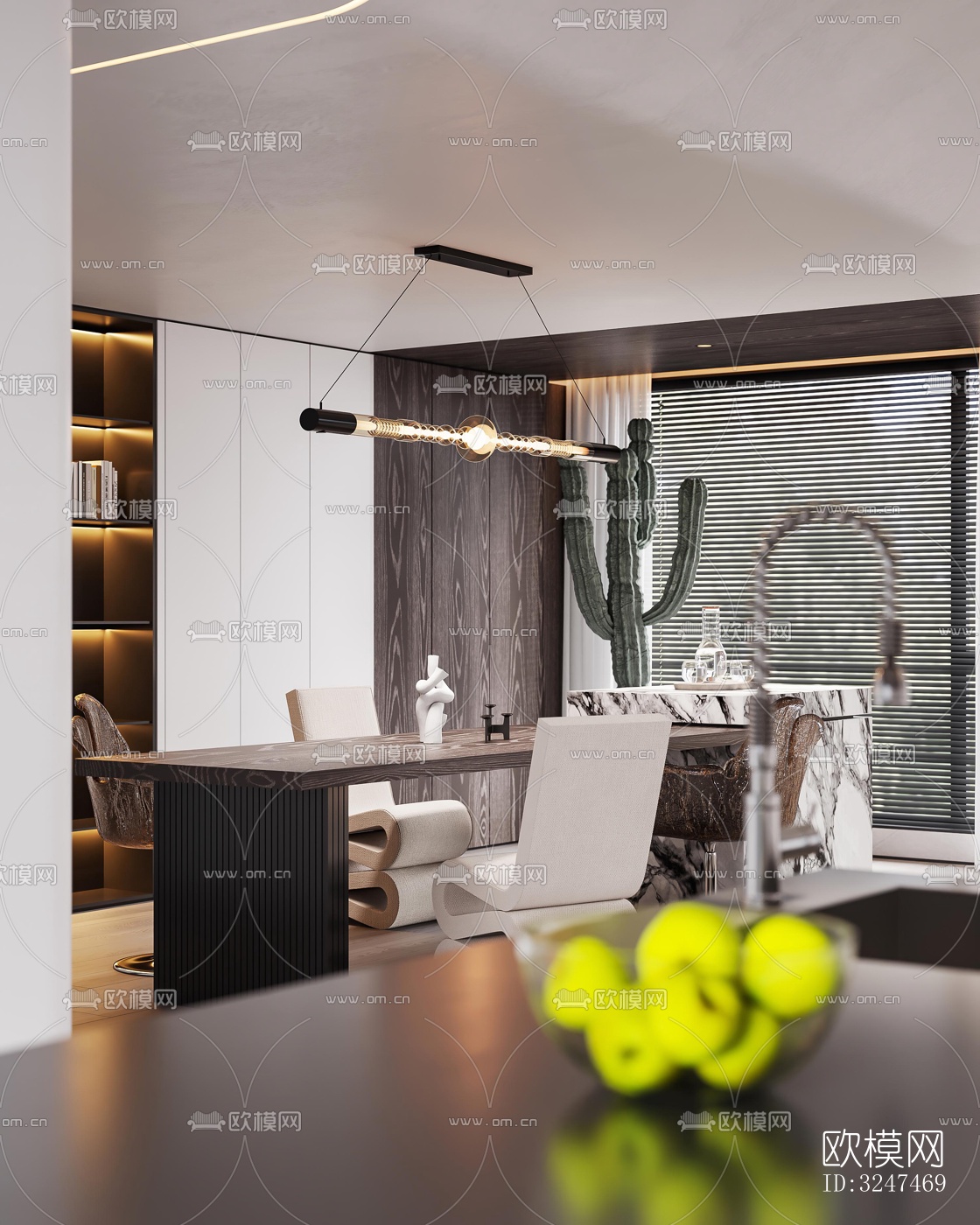 现代客餐厅效果图下载（渲染图7）