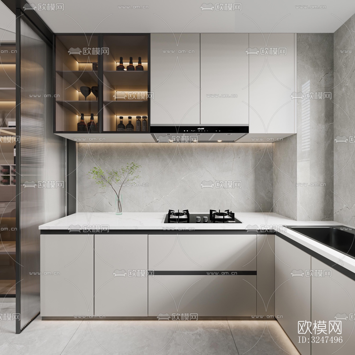 现代客餐厅效果图下载（渲染图5）