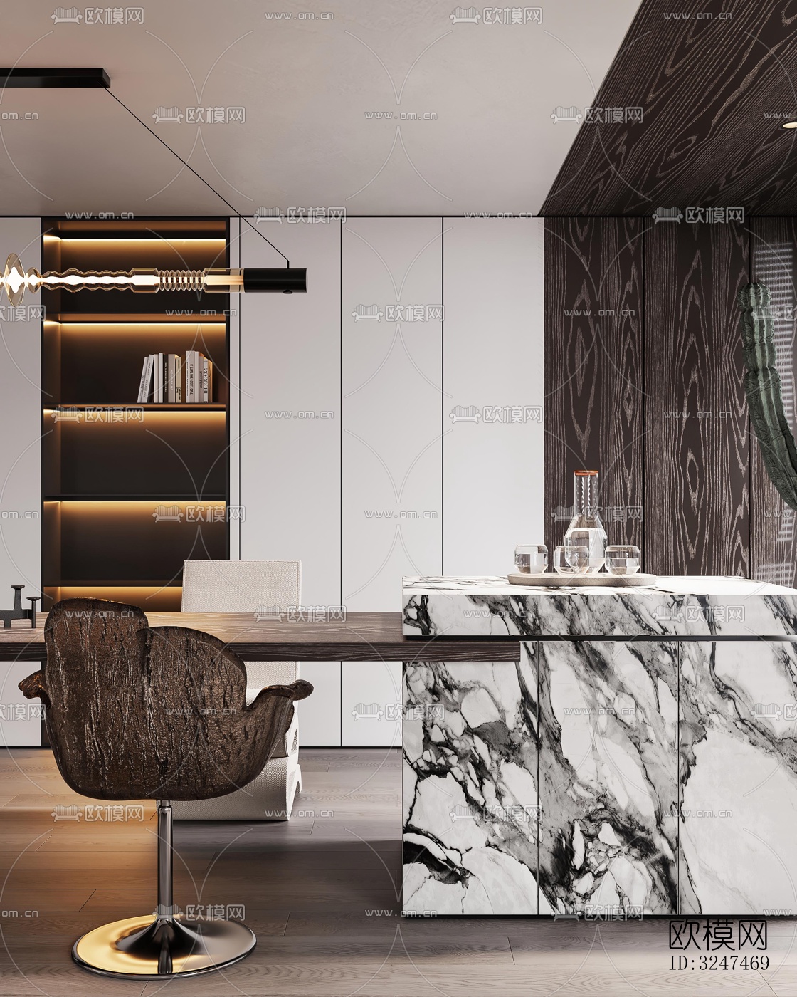 现代客餐厅效果图下载（渲染图2）