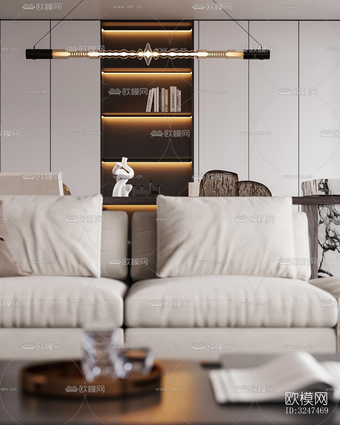 现代客餐厅效果图下载（渲染图9）