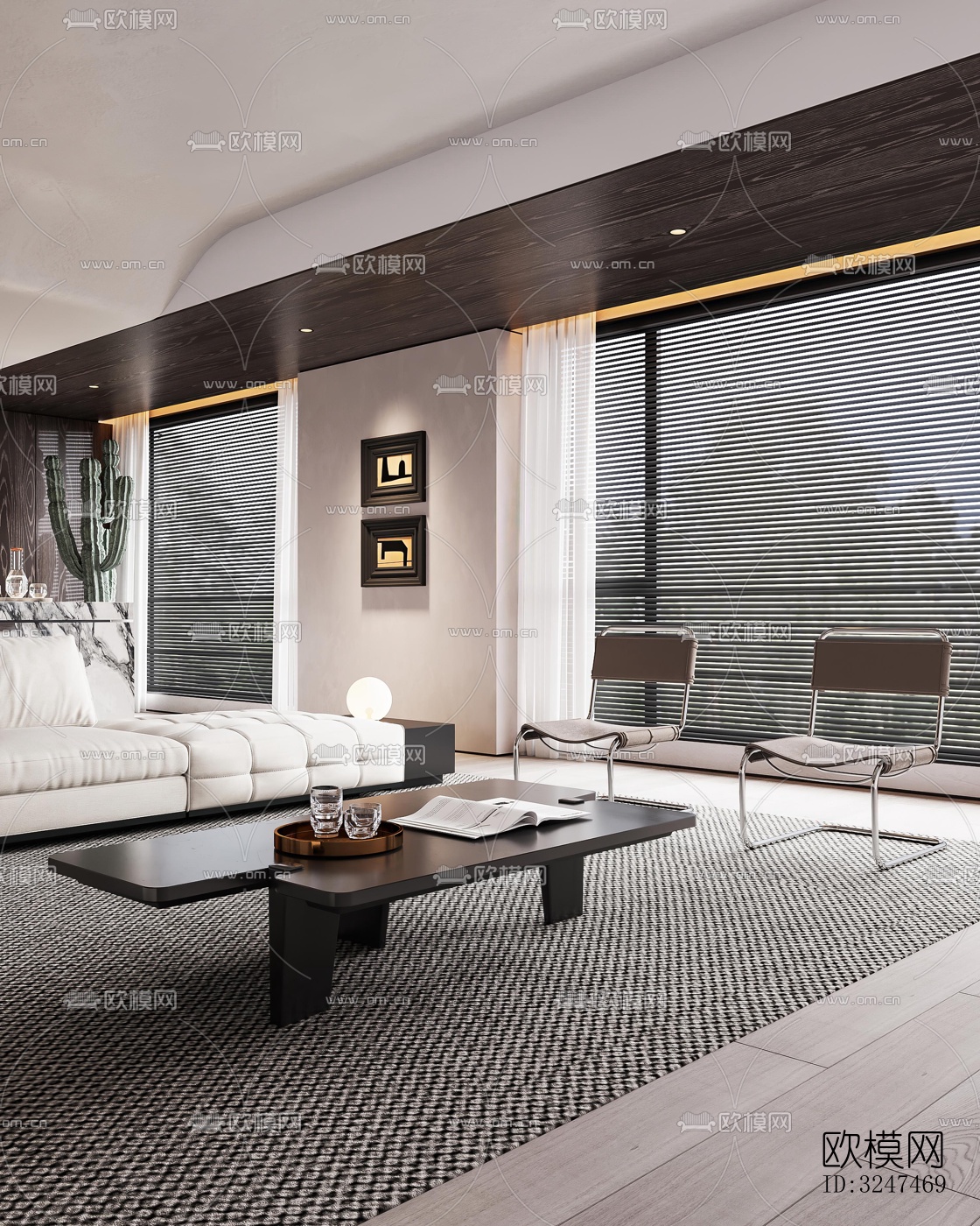 现代客餐厅效果图下载（渲染图4）